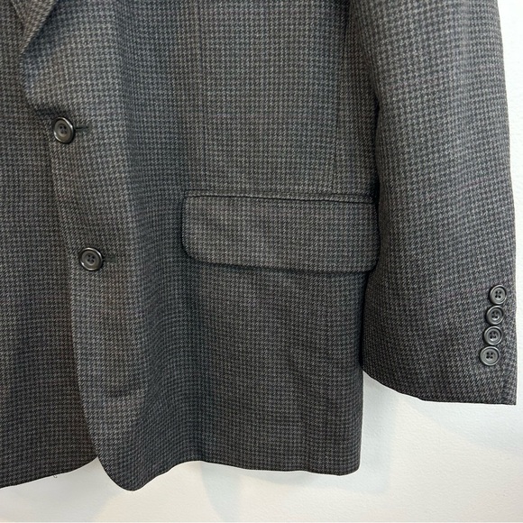 Oscar De La Renta Grey Houndstooth 100% Wool Blazer Size 42 Regular - Picture 6 of 11